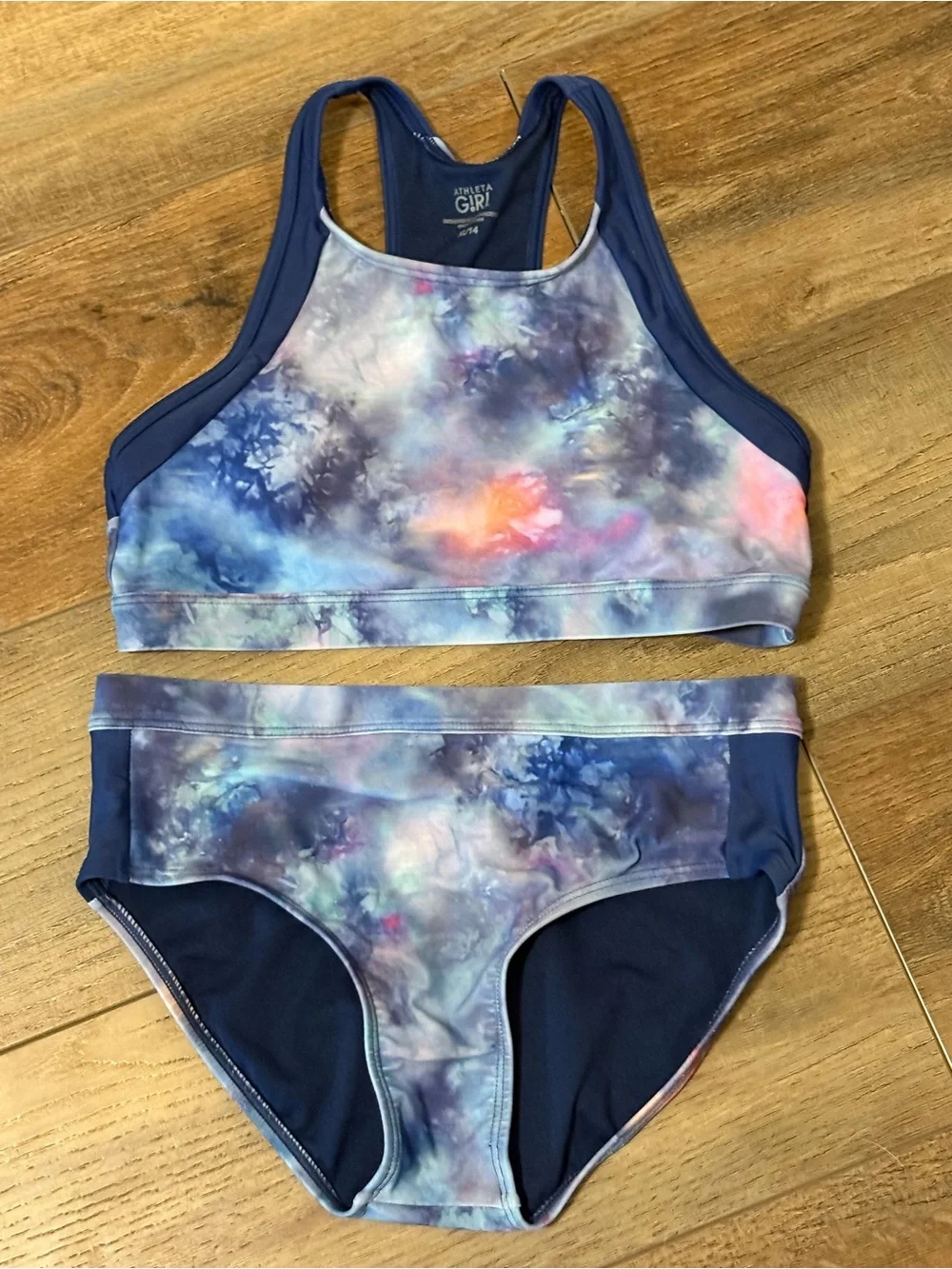 Athleta Girl Tie-Dye 2 Piece Swimsuit - Navy & Pastel